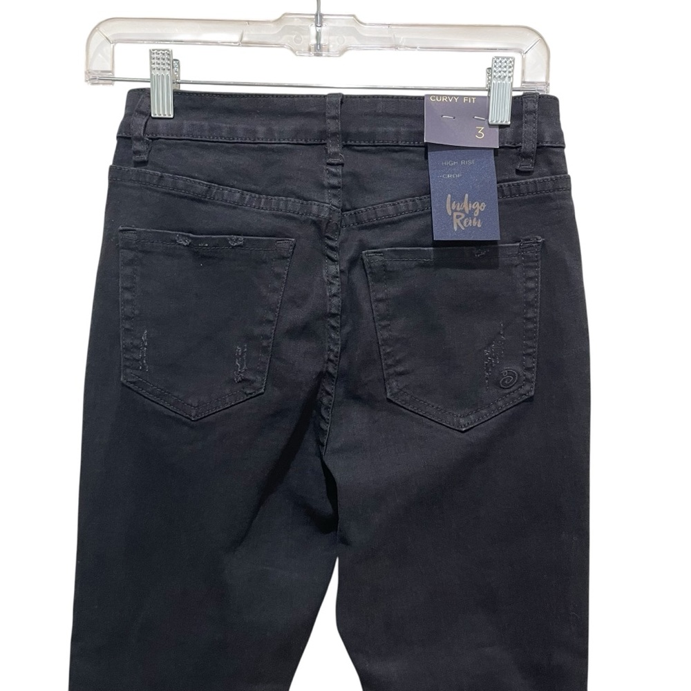 Indigo Rein Curvy Fit High Rise Distressed Black Crop Jeans Women’s Size 3 / 25 - Picture 5 of 9